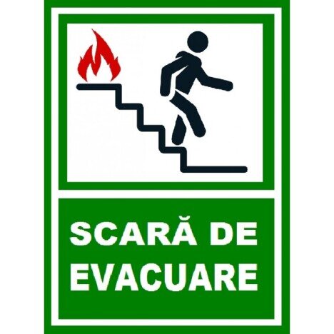 Placuta pentru scara de evacuare iesire pe scari in dreapta jos